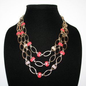 🔴💫 Gold + Red Layered Statement Necklace · Coldwater Creek · 18–21" 💫🔴